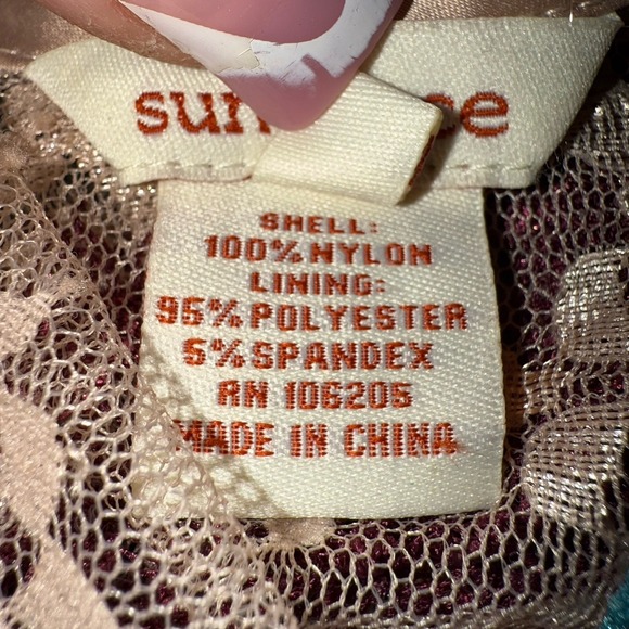 Sundance Lace Blouse Top Floral Embroidered Teal Burgundy Size 10 Boho Whimsy - Picture 5 of 5